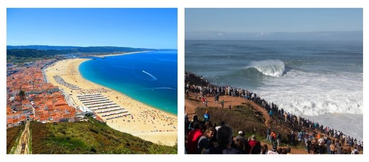 Nazaré mejores playas para surfear en Portugal.